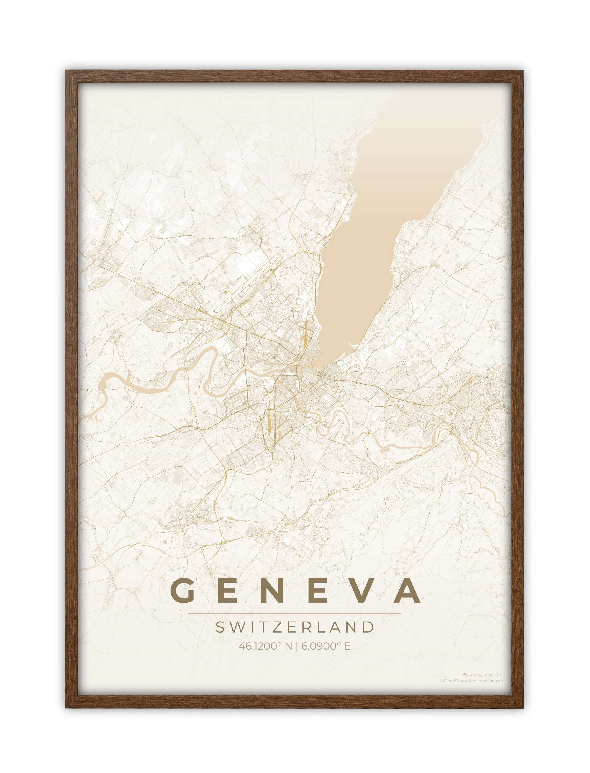 Geneva Map Poster — Champagne gold — Pretty Map
